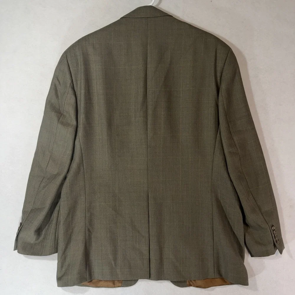 VTG Chaps Ralph Lauren Mens 42R Brown Plaid Two Button Blazer Wool Sport Coat